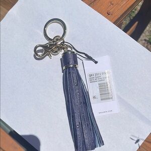 Brahmin Large Blue Ostrich Tassel